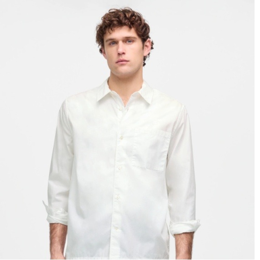 Madewell‎ Shirt Mens Extra Small White Straight Hem Cotton Button Up NU269